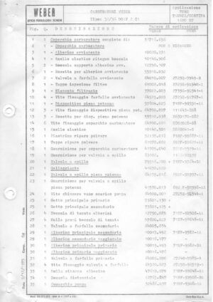 WEBER CARBURETTOR 32/36 DGAV 2 C1 FORD TAUNUS - CORTINA 1600 GT diagram