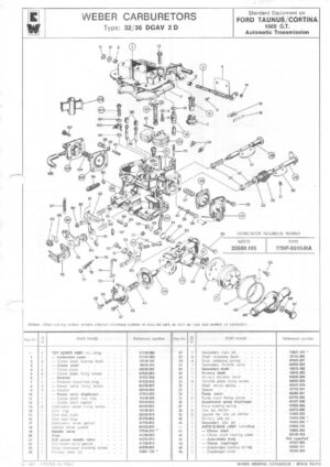 WEBER CARBURETTOR 32/36 DGAV 2 D FORD TAUNUS - CORTINA 1600 GT Automatic diagram