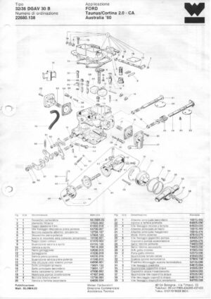 WEBER CARBURETTOR 32/36 DGAV 30 B FORD Taunus/Cortina 2.0 - CA Australia '80 diagram