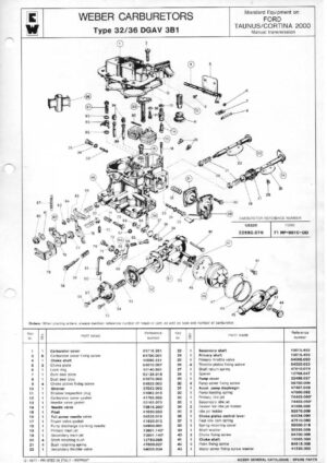 WEBER CARBURETTOR 32/36 DGAV 3B1 FORD TAUNUS/CORTINA 200 Manual diagram
