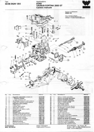 WEBER CARBURETTOR 32/36 DGAV 3D2 FORD TAUNUS/CORTINA 2000 GT Manual diagram