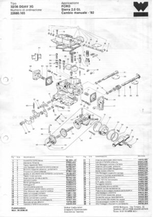 WEBER CARBURETTOR 32/36 DGAV 3G FORD Sierra 2.0 GL Manual - '82 diagram