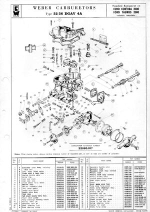 WEBER CARBURETTOR 32/36 DGAV 4A FORD TAUNUS/CORTINA 2000 Automatic diagram