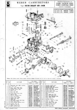 WEBER CARBURETTOR 32/36 DGAV 4B - 04B FORD TAUNUS/CORTINA 2000 Automatic diagram