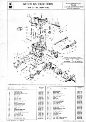 WEBER CARBURETTOR 32/36 DGAV 4B2 FORD TAUNUS/CORTINA 2000 Automatic diagram