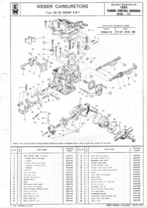 WEBER CARBURETTOR 32/36 DGAV 4 D 1 FORD TAUNUS/CORTINA/GRANADA 2000 - TA diagram