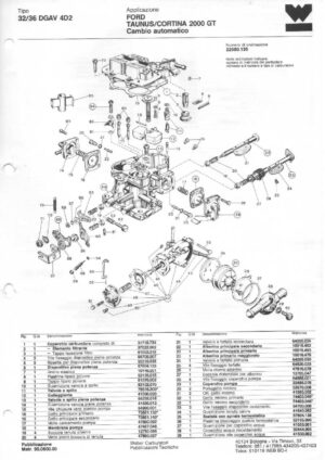 WEBER CARBURETTOR 32/36 DGAV 4D2 FORD TAUNUS/CORTINA 2000 GT Automatic diagram