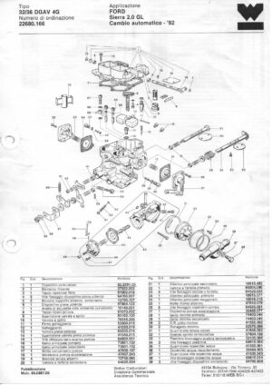WEBER CARBURETTOR 32/36 DGAV 4G FORD Sierra 2.0 GL Automatic - '82 diagram