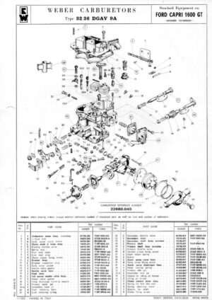 WEBER CARBURETTOR 32/36 DGAV 9A FORD CAPRI 1600 GT Automatic diagram