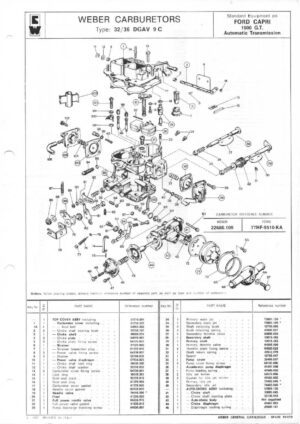 WEBER CARBURETTOR 32/36 DGAV 9C FORD CAPRI 1600 GT Automatic diagram