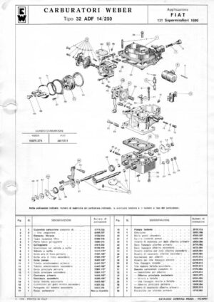 WEBER CARBURETTOR 32 ADF 14/250 FIAT 131 SUPERMIRAFIORI 1600 diagram