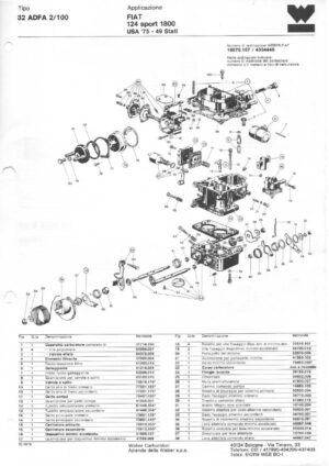 WEBER CARBURETTOR 32 ADFA 2/100 FIAT 124 SPORT 1800 USA '75 - 49 diagram