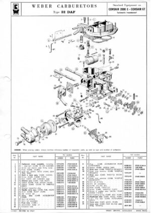WEBER CARBURETTOR 32 DAF CORSAIR 2000 E - CORSAIR GT AUTOMATIC diagram