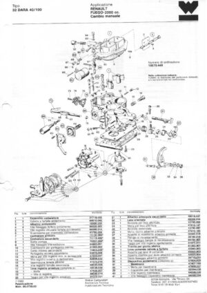 WEBER CARBURETTOR 32 DARA 40/100 RENAULT FUEGO-2000 cc. MANUAL diagram