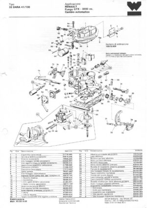 WEBER CARBURETTOR 32 DARA 41/100 RENAULT FUEGO GTX - 2000 cc. AUTOMATIC diagram