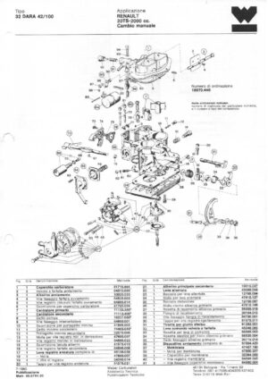 WEBER CARBURETTOR 32 DARA 42/100 RENAULT 20TS-2000 cc. MANUAL diagram