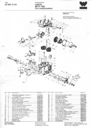 WEBER CARBURETTOR 32 DAT 3/151 LANCIA BETA 1300 diagram