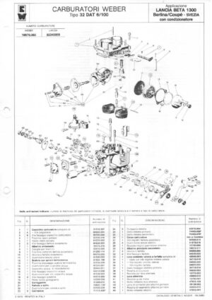 WEBER CARBURETTOR 32 DAT 6/100 LANCIA BETA 1300 BERLINA/COUPE SWEDEN diagram