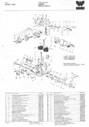 WEBER CARBURETTOR 32 DAT 7/250 LANCIA DELTA 1300 cc. diagram
