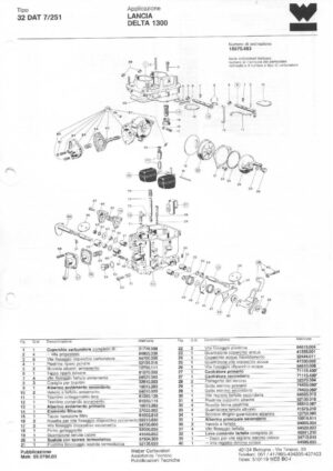 WEBER CARBURETTOR 32 DAT 7/251 LANCIA DELTA 1300 diagram