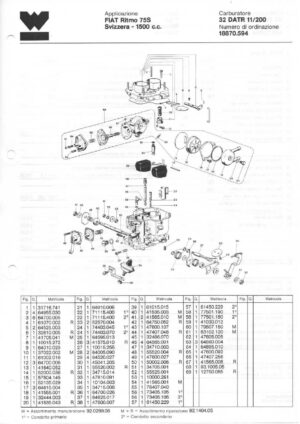 WEBER CARBURETTOR 32 DATR 11/200 FIAT RITMO 75S SWEDEN - 1500 cc. diagram