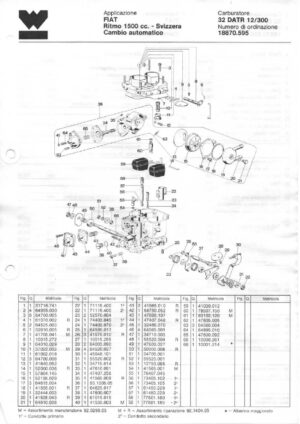 WEBER CARBURETTOR 32 DATR 12/300 FIAT RITMO SWEDEN - 1500 cc. AUTOMATIC diagram
