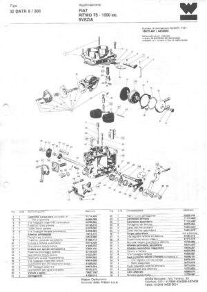 WEBER CARBURETTOR 32 DATR 8/300 FIAT RITMO 75 1500 cc. SWEDEN diagram
