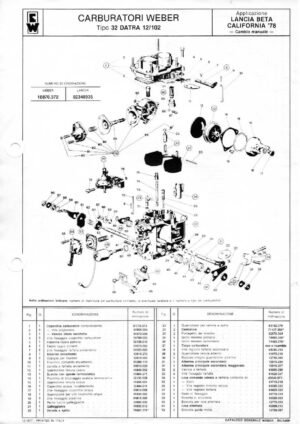 WEBER CARBURETTOR 32 DATRA 12/102 LANCIA BETA CALIFORNIA '78 diagram
