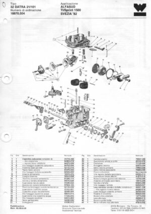 WEBER CARBURETTOR 32 DATRA 21/101 ALFASUD TI/SPRINT-1500 SWEDEN '82 SWEDEN diagram