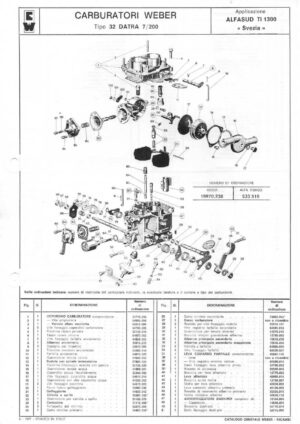 WEBER CARBURETTOR 32 DATRA 7/200 ALFASUD TI 1300 SWEDEN diagram