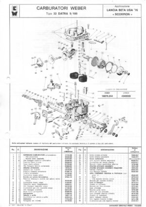 WEBER CARBURETTOR 32 DATRA 9/100 LANCIA BETA USA '76 SCORPION diagram