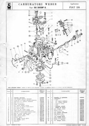 WEBER CARBURETTOR 32 DCOF 2 FIAT 124 diagram