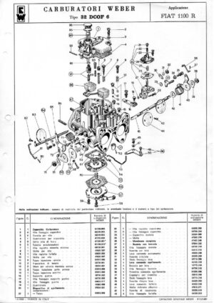WEBER CARBURETTOR 32 DCOF 6 FIAT 1100 R diagram