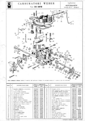 WEBER CARBURETTOR 32 DFB AUTOBIANCHI PRIMULA 65C-COUPE S diagram