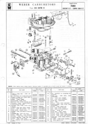 WEBER CARBURETTOR 32 DFE 2 FORD ESCORT G.T./CAPRI 1300 G.T. diagram