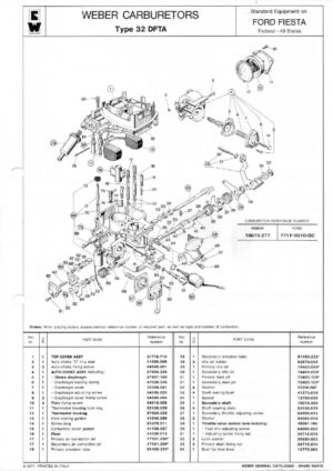 WEBER CARBURETTOR 32 DFTA Ford Fiesta FEDERAL diagram