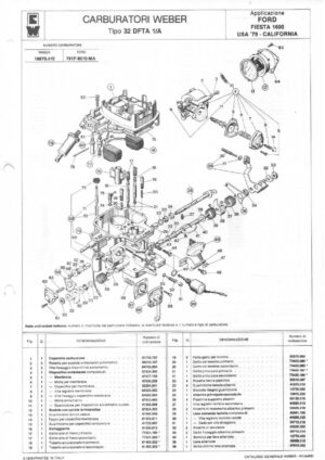 WEBER CARBURETTOR 32 DFTA 1/A Ford Fiesta 1600 USA '79 - CALIFORNIA diagram