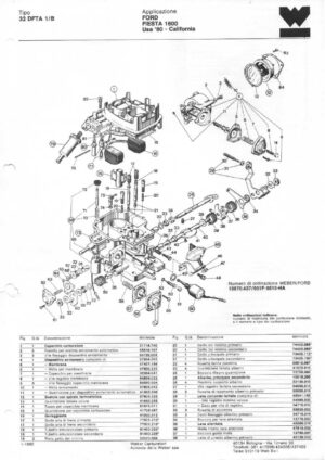 WEBER CARBURETTOR 32 DFTA 1/B Ford Fiesta 1600 USA '80 - CALIFORNIA diagram