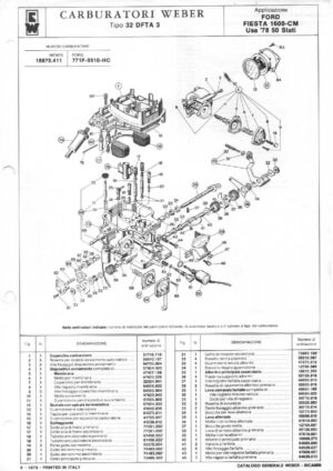 WEBER CARBURETTOR 32 DFTA 3 Ford Fiesta 1600-CM USA '78 diagram