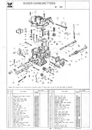 WEBER CARBURETTOR 32 DG diagram