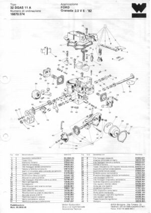 WEBER CARBURETTOR 32 DGAS 11 A FORD GRANADA 2.0 V 6 - '82 diagram