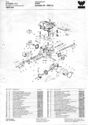 WEBER CARBURETTOR 32 DGAS 12 A FORD GRANADA V6 - 2000 cc. diagram