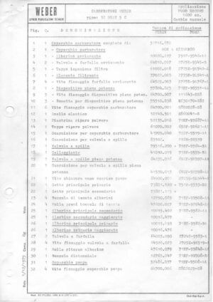 WEBER CARBURETTOR 32 DGAV 5 C FORD ESCORT 1600 cc. MANUAL diagram