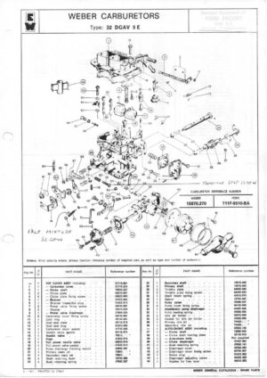 WEBER CARBURETTOR 32 DGAV 5 E diagram