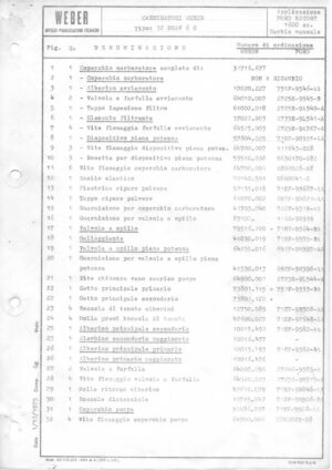 WEBER CARBURETTOR 32 DGAV 6 C FORD ESCORT 1600 cc. MANUAL diagram