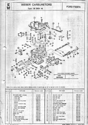 WEBER CARBURETTOR 32 DGV 15 FORD FIESTA diagram