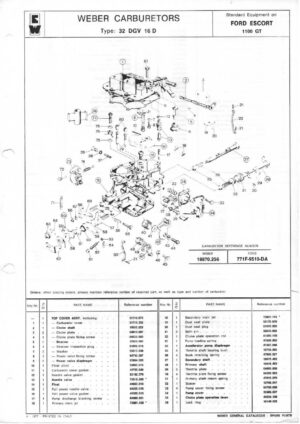 WEBER CARBURETTOR 32 DGV 16D FORD ESCORT 1100 GT diagram