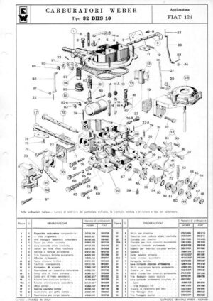 WEBER CARBURETTOR 32 DHS 10 FIAT 124 diagram