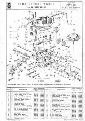 WEBER CARBURETTOR 32 DHS 20-21 FIAT 124 SPECIAL diagram