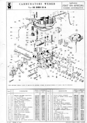 WEBER CARBURETTOR 32 DHS 21A FIAT 124 SPECIAL AT diagram